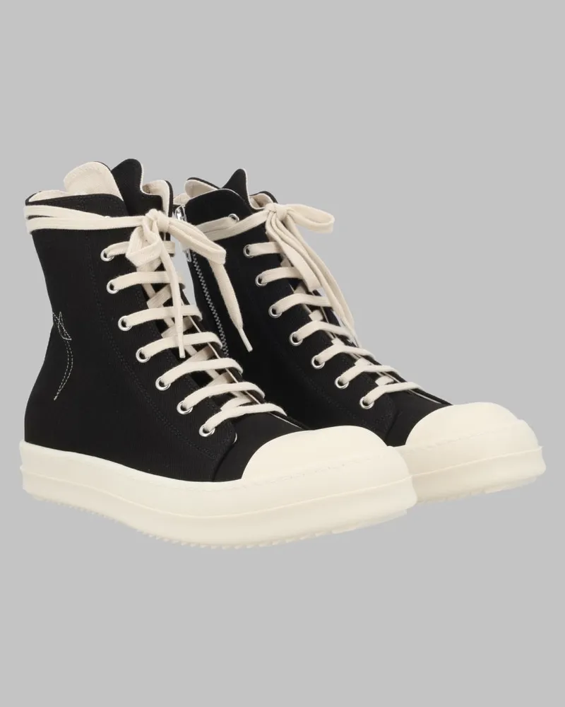 DRKSHDW by Rick Owens Cotton Denim High-Top Sneakers — Black Black