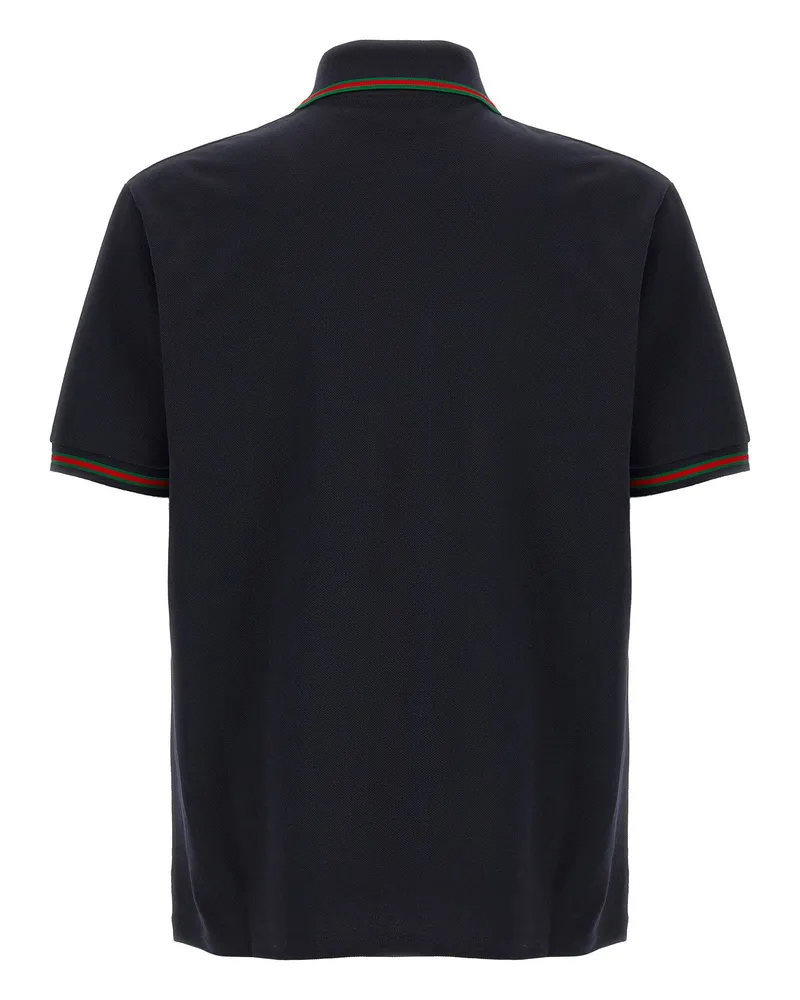 Gucci Web Striped Polo Shirt — Black Black