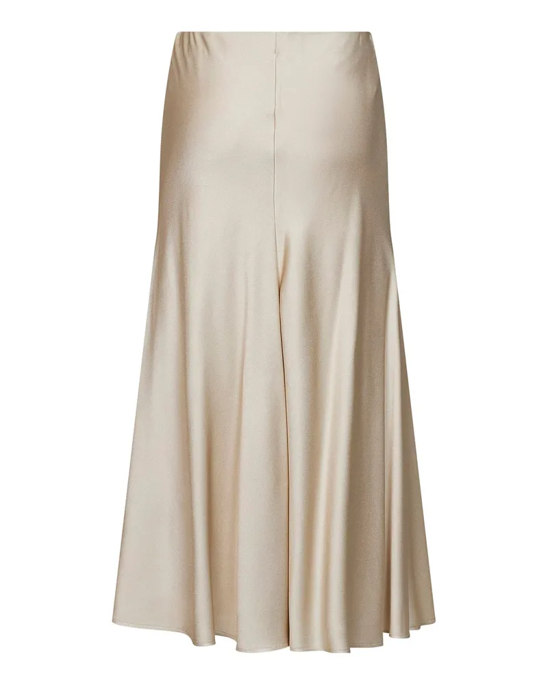 Brunello Cucinelli Women's Skirt Pencil Midi Beige Satin Acetate Beige