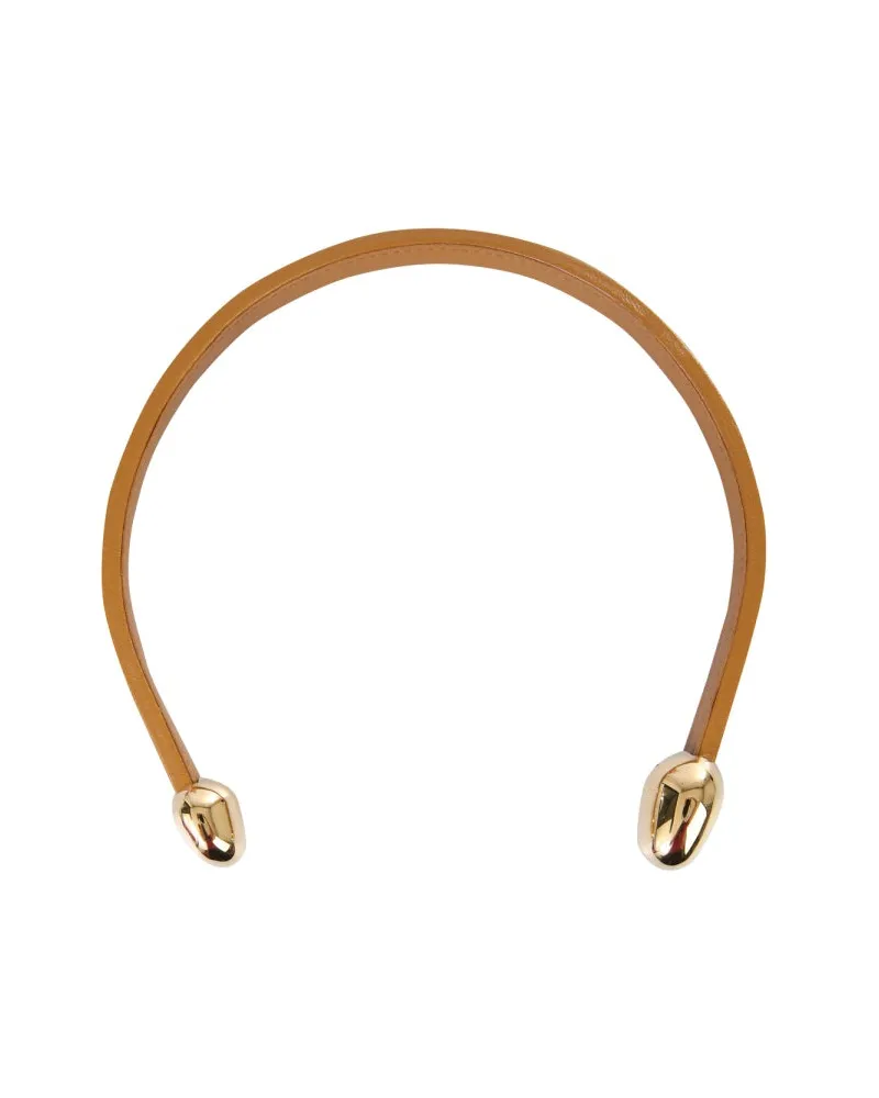 Bottega Veneta Leather and Brass Necklace — Beige Beige