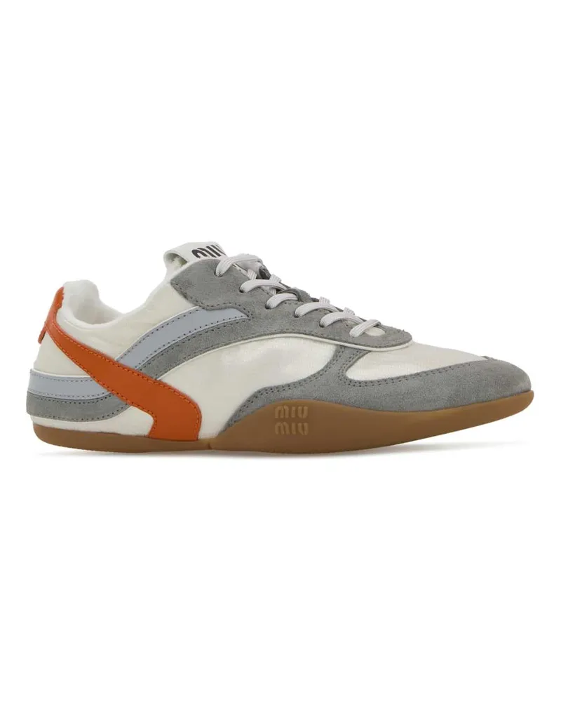 Miu Miu Women's Multicolor Tech Fabric And Suede Gymnasium Sneakers Talcopapaya Multicolor