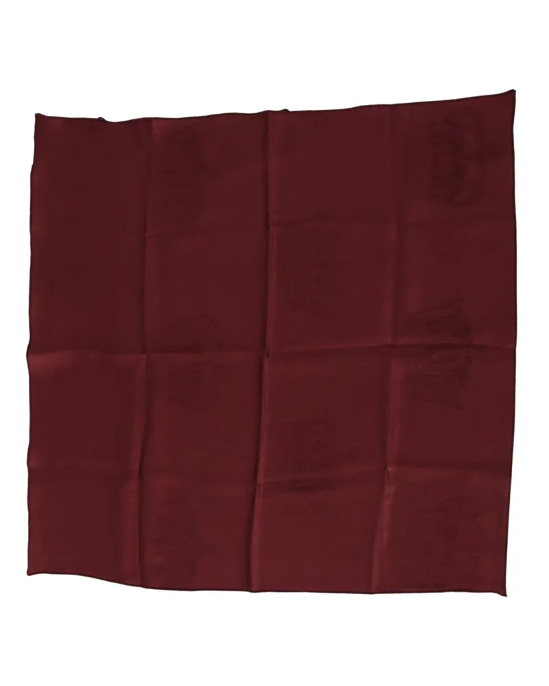 Dolce & Gabbana Men's Maroon Silk Crown Square Wrap Handkerchief Scarf Red Red