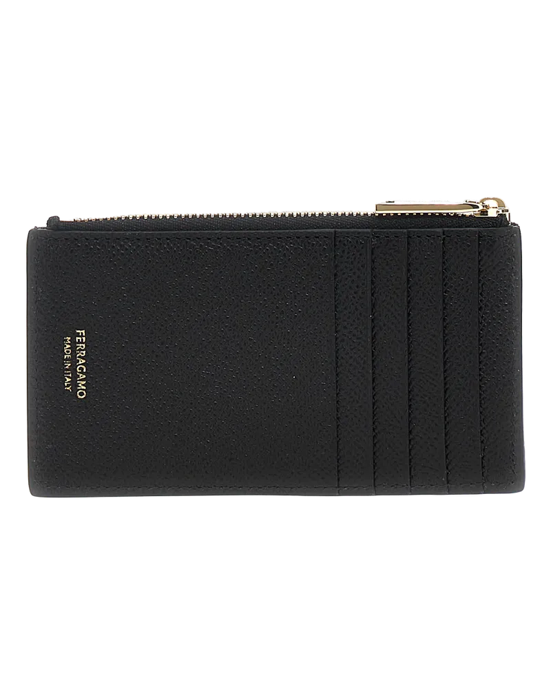 Ferragamo Calfskin Card Case — Black Black