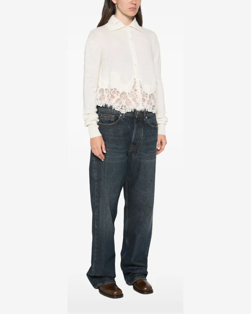 Ermanno Scervino Lace-Trim Cashmere Blouse — White White