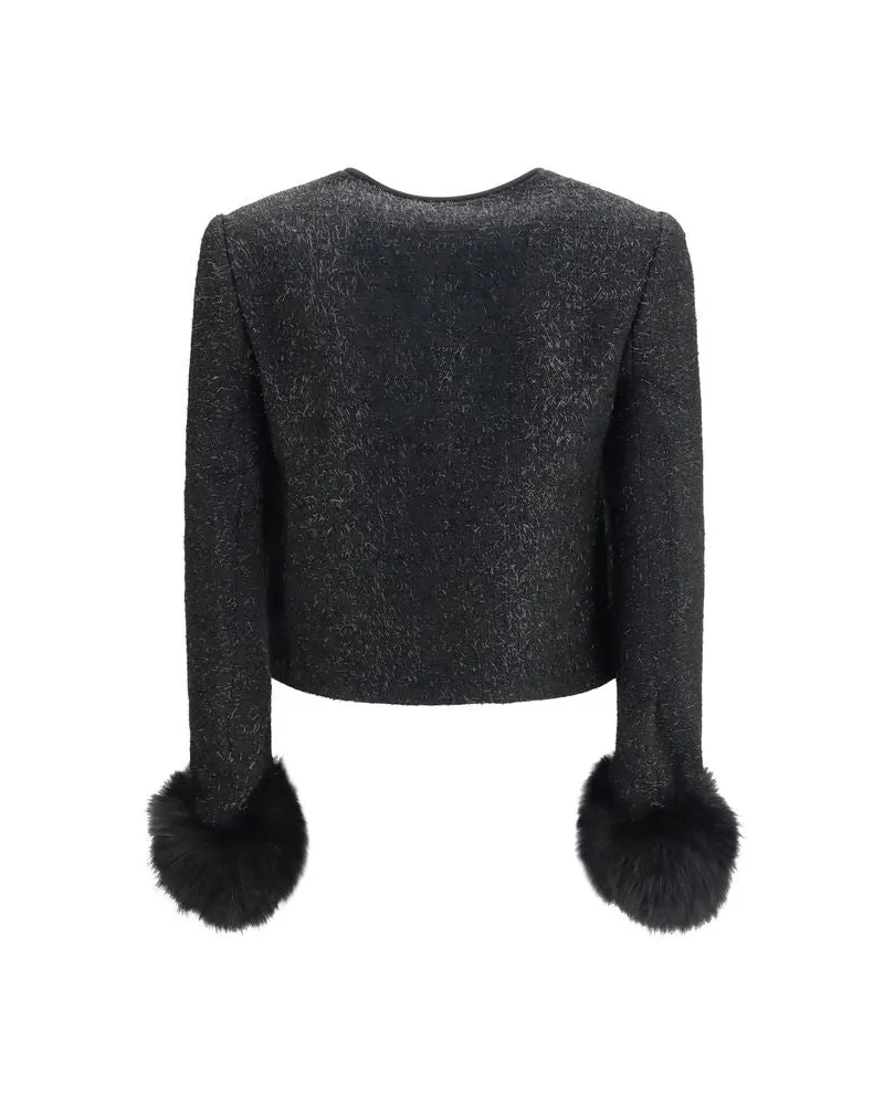 Self-Portrait Women's Black Polyester Jacket Clothing Black