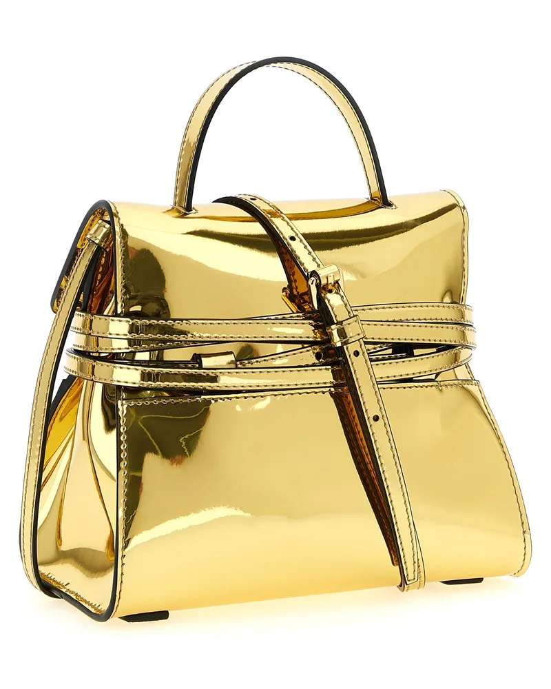 Moschino Women's Tie Me Top Handle Bag Gold Polyurethane Polyester Gold