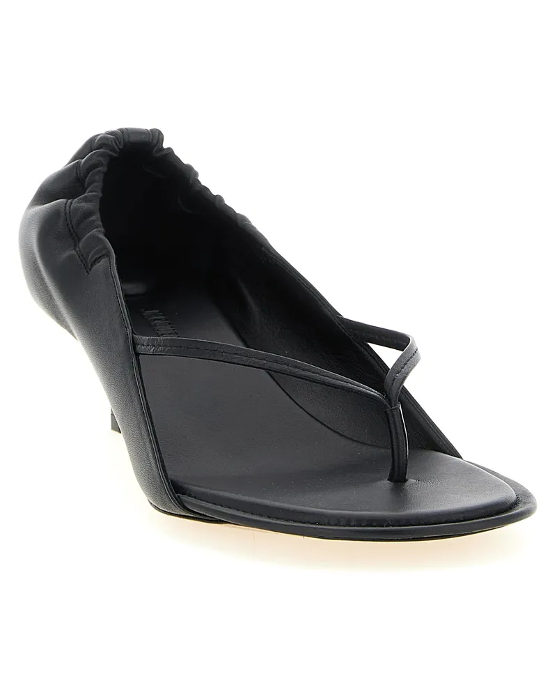 Jacquemus Women's Black Lamb Leather Flat Sandals Black
