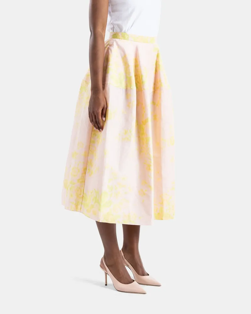 Erdem Women's Chartreuse Floral Pleated Midi Skirt Pink Pink
