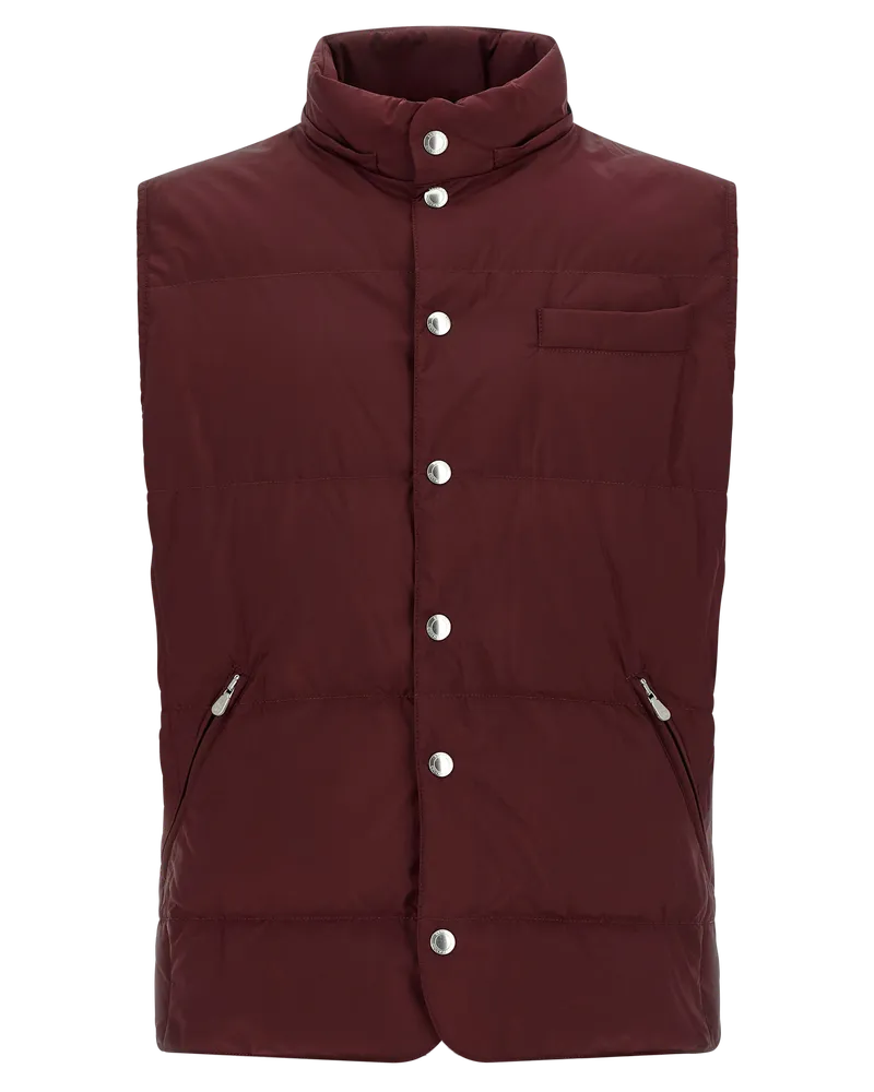 Brunello Cucinelli Men's Bordeaux Polyester Sleeveless Jacket Clothing Burgundy