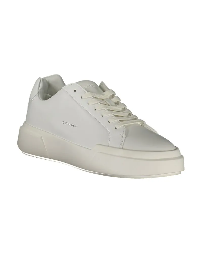 Calvin Klein Leather and Polyurethane Sneaker — White White