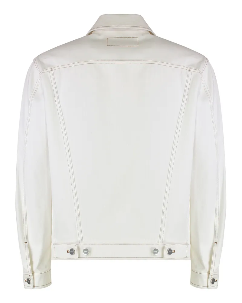 Fendi Men's Denim Jacket Ecru Cotton Ecru
