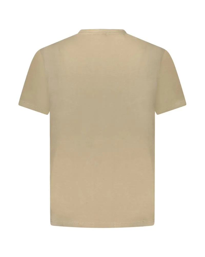 Napapijri Embroidered Logo Cotton T-Shirt — Beige Beige