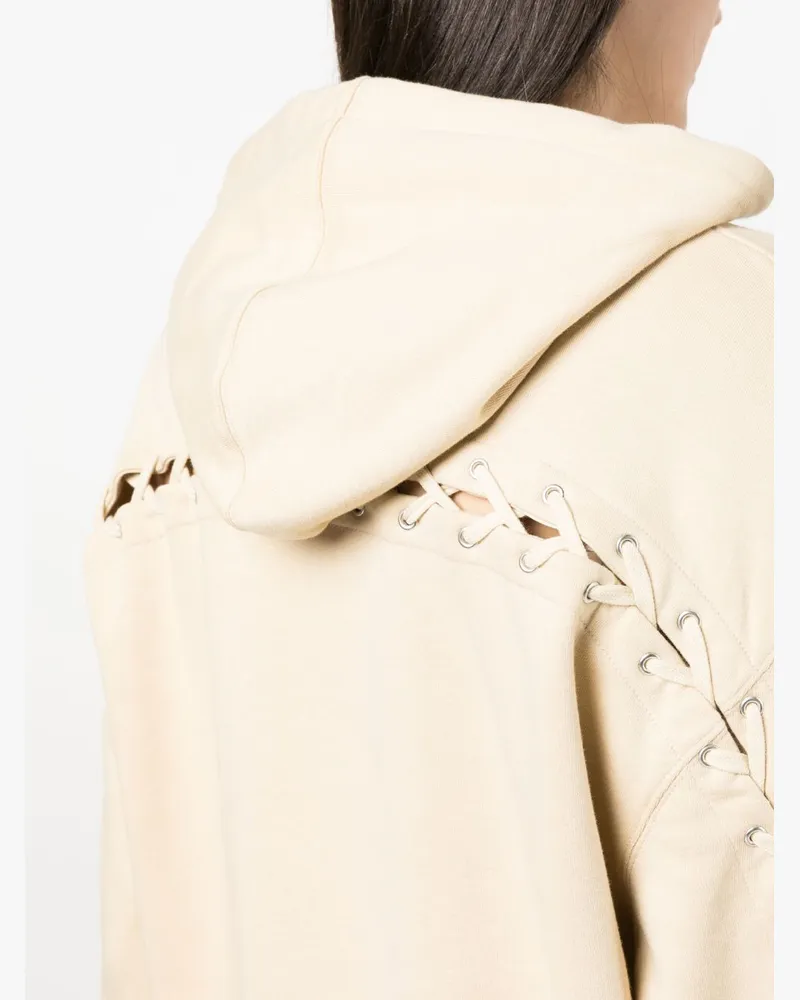 Jean Paul Gaultier Logo-Embroidered Cotton Hoodie — Beige Beige