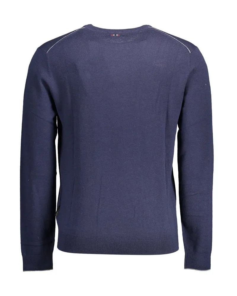 Napapijri Logo-Embroidered Wool Sweater — Blue Blue