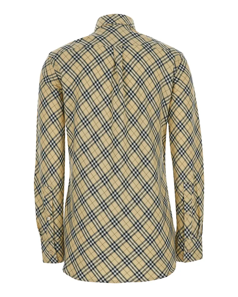 Burberry Women's Beige Oversize Shirt With Check Motif Cotton Blouses Beige