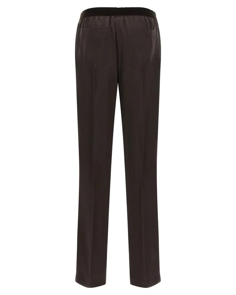 Tom Ford Silk Satin with Peach Hand Finish Trousers — Espresso Espresso