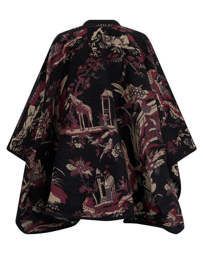 Etro Women's Cape With Paisley Pattern, Black Cotton Capes Jacket Black