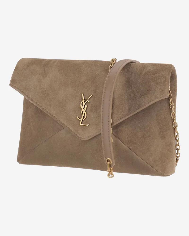 Saint Laurent Women's Shoulder Bag Suede Beige Beige