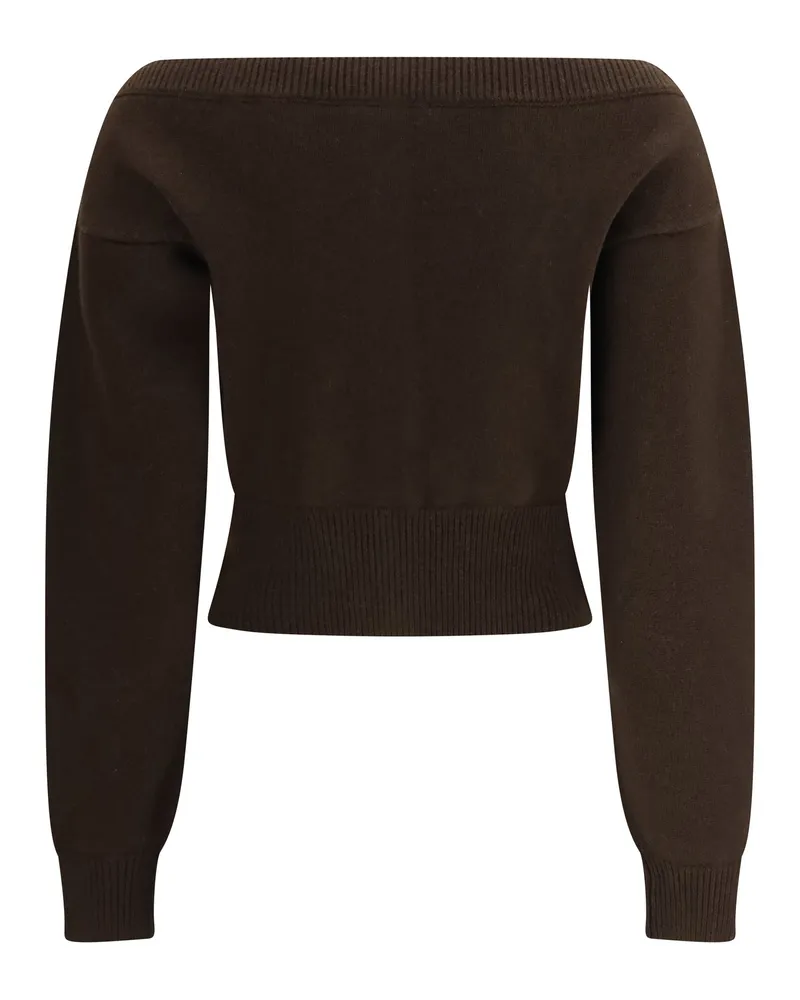 Tom Ford Women's Cardigan Open-Neck Cashmere Chocolate Torte (capra Hircus) Sweater Brown