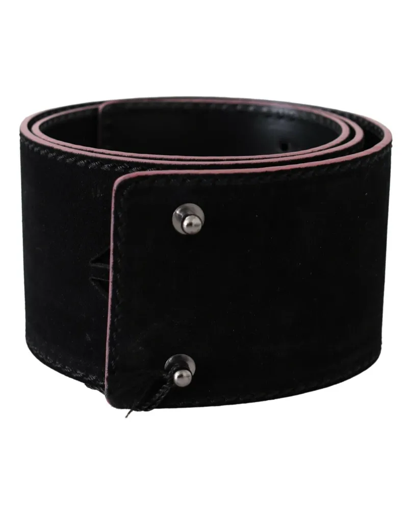 CoSTUME NATIONAL Black Leather Wide Waist Studded Women Belt Black
