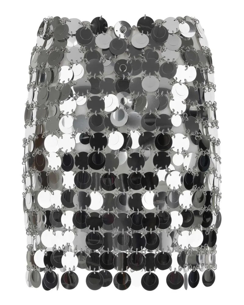 Paco Rabanne Women's Silver Maxi Sequins Mini Skirt P040 Gonne Silver