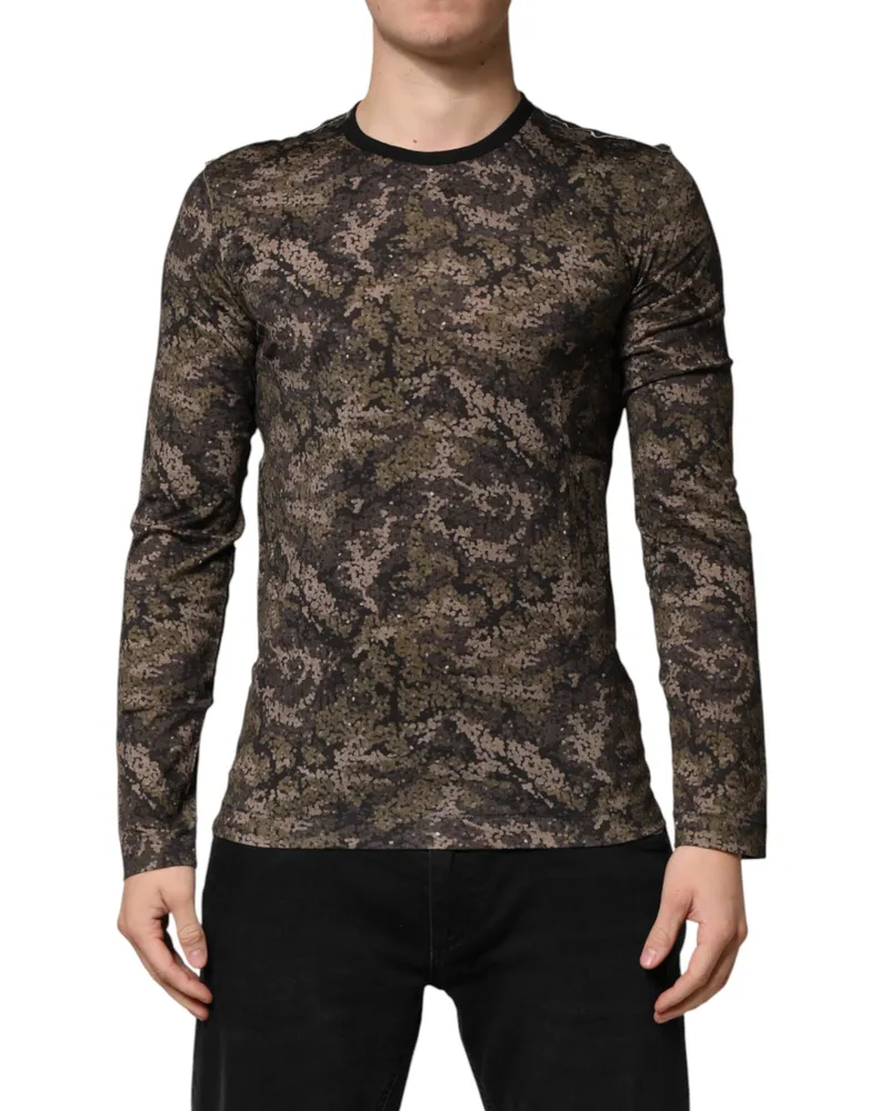 Dolce & Gabbana Men's Multicolor Camouflage Long Sleeves T-Shirt Multicolor