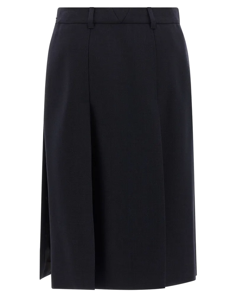 Prada Virgin Wool Multi-Slit Skirt — Navy Navy