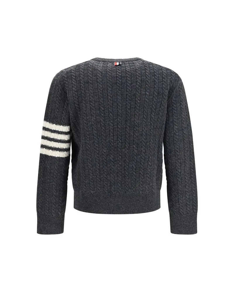 Thom Browne Anchor Intarsia Merino Wool Sweater — Gray 