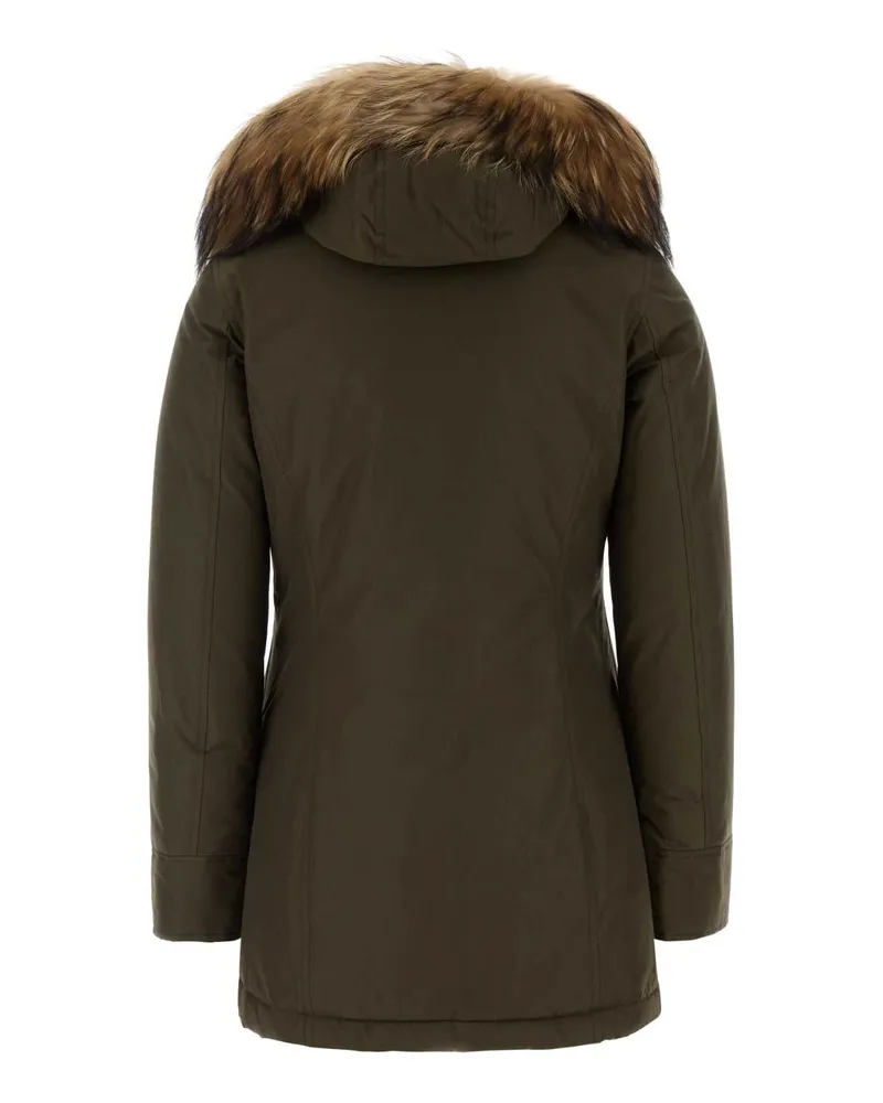 Woolrich Arctic Raccoon Parka Down Jacket — Green Green