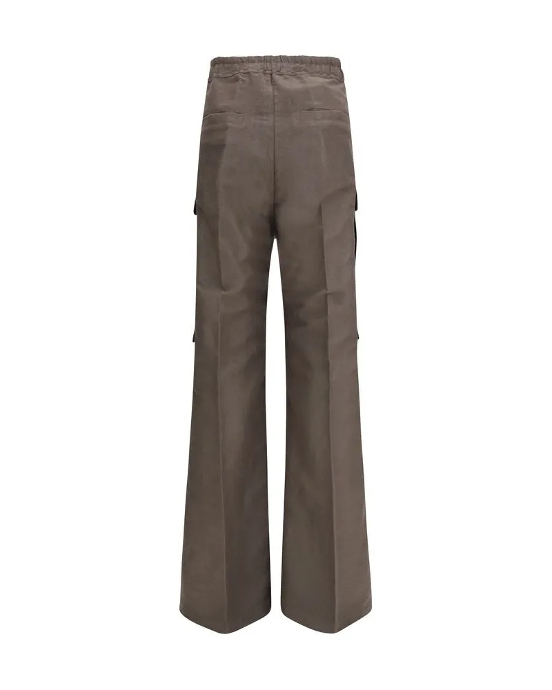 Rick Owens Men's Gray Ramie Cargo Pants Brown Brown