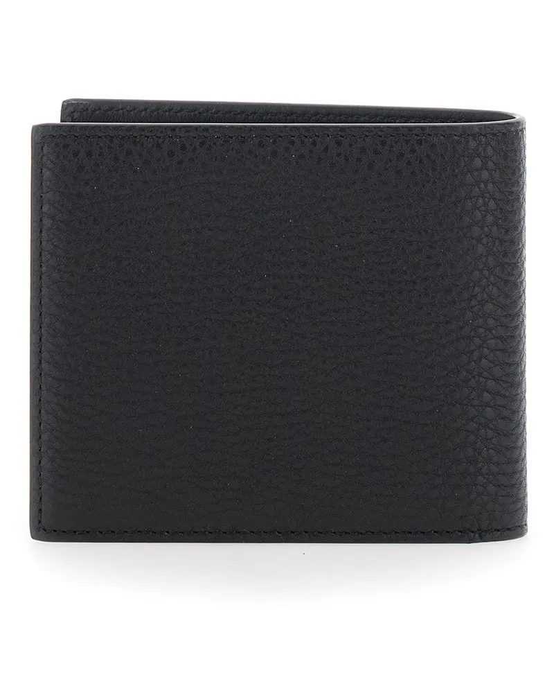 Givenchy Men's Bi-Fold Wallet Black Pebbled Leather Calf Black