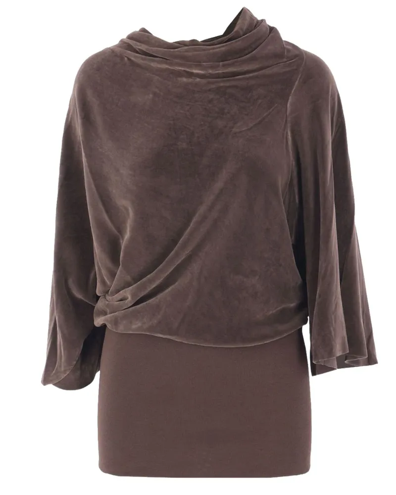 Rick Owens Viscose-Silk Blend Blouse — Brown Brown