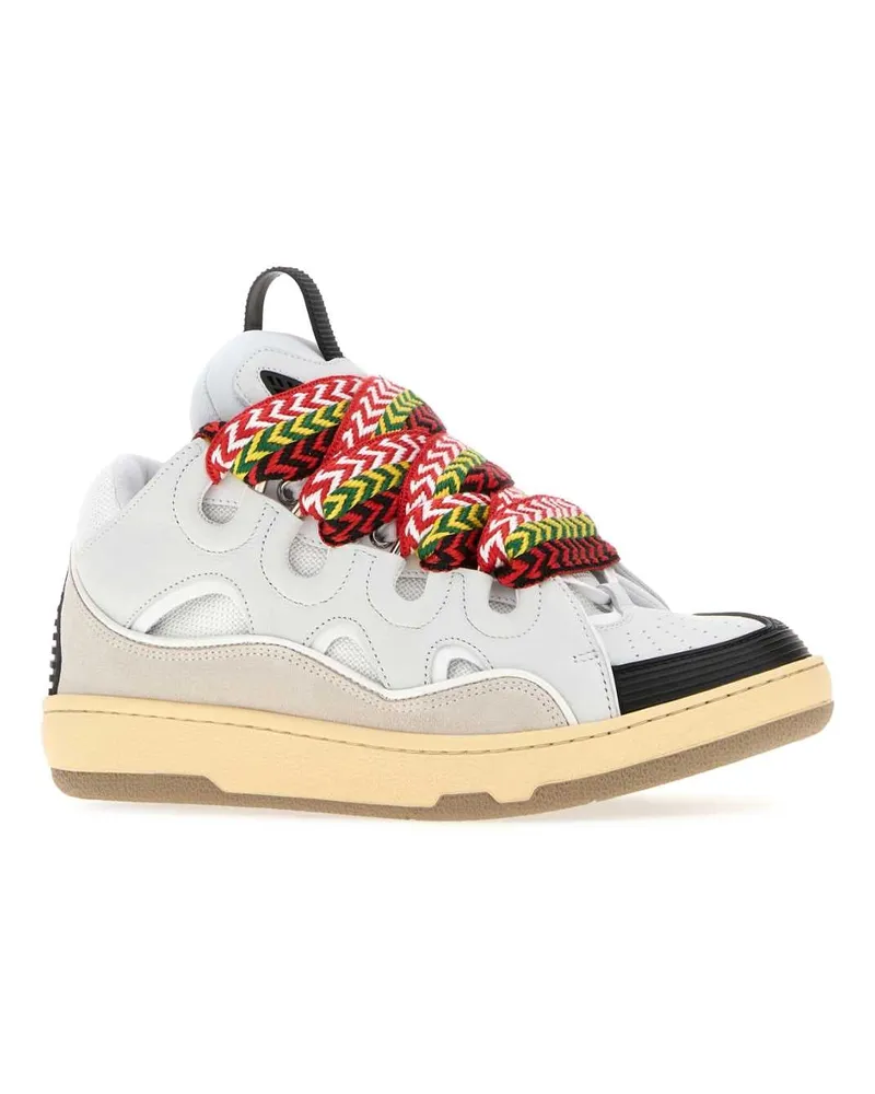 Lanvin Women's Multicolor Leather And Fabric Curb Sneakers White White