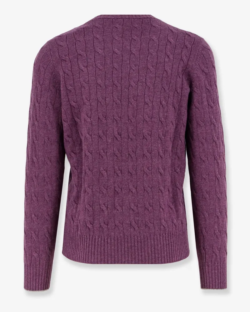 Brunello Cucinelli Men's Sweater Cable-Knit Cashmere Purple Purple
