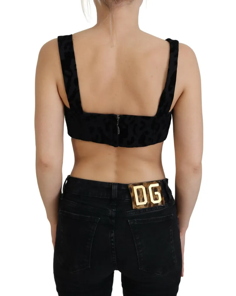 Dolce & Gabbana Leopard Jacquard Corset Bustier Top — Black Black