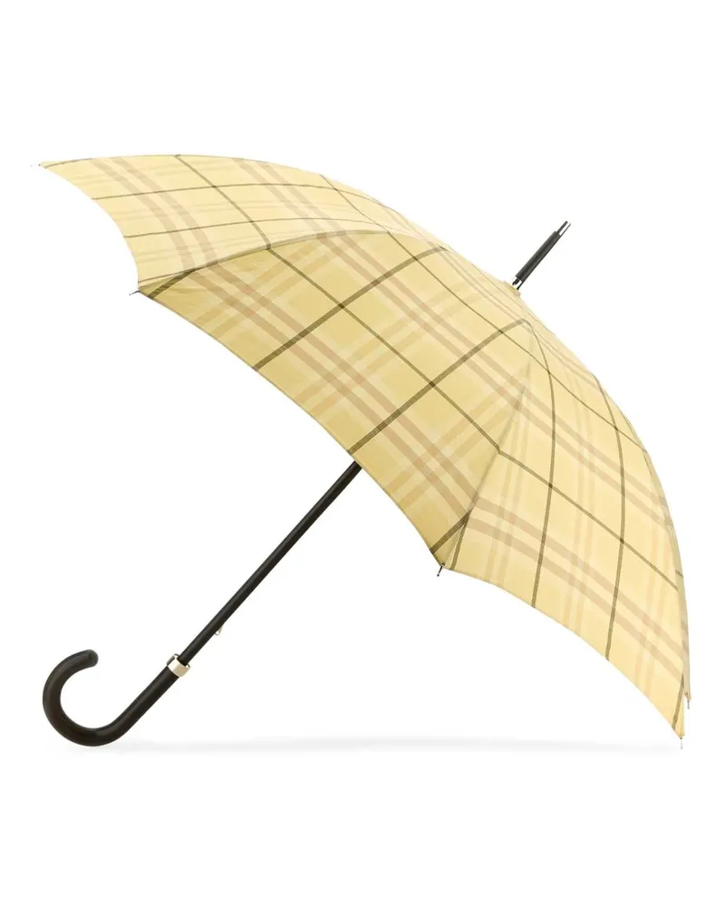 Burberry Unisex Embroidered Nylon Blend Umbrella Buffipcheck Ombrelli Beige