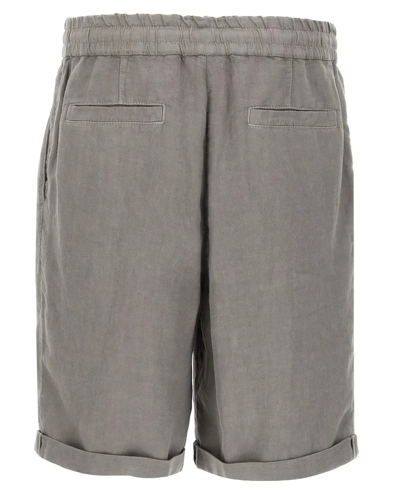 Brunello Cucinelli Men's Gray Linen Bermuda Shorts Gray
