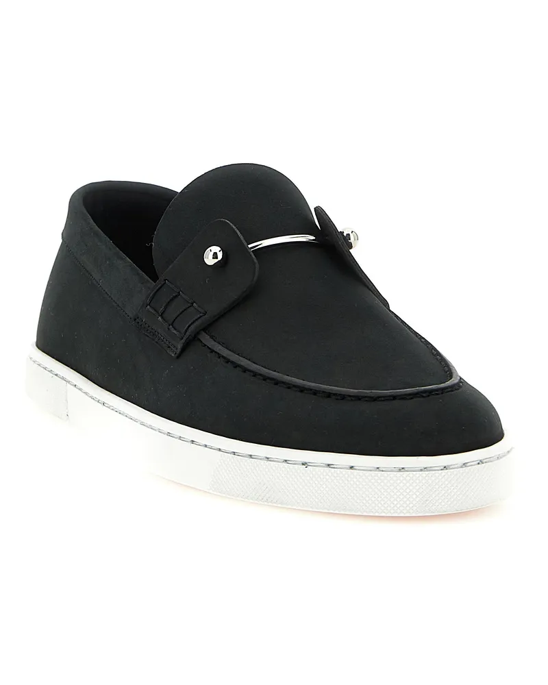 Christian Louboutin Men's Black Calfskin Slip-On Loafers Black