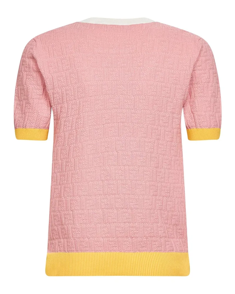 Fendi Women's Sweater Ff Jacquard Pink Cotton-Silk Pink