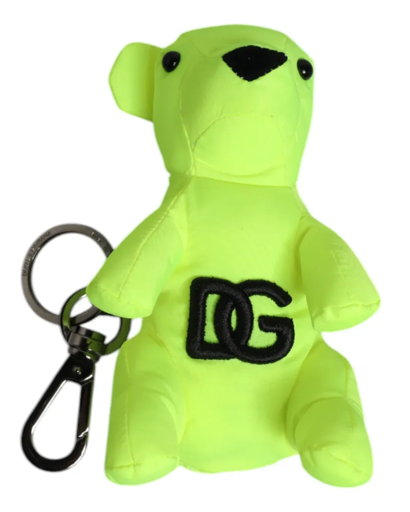 Dolce & Gabbana Men's Green Bear Embroidered Logo Keychain Clasp Keyring Accessory Green