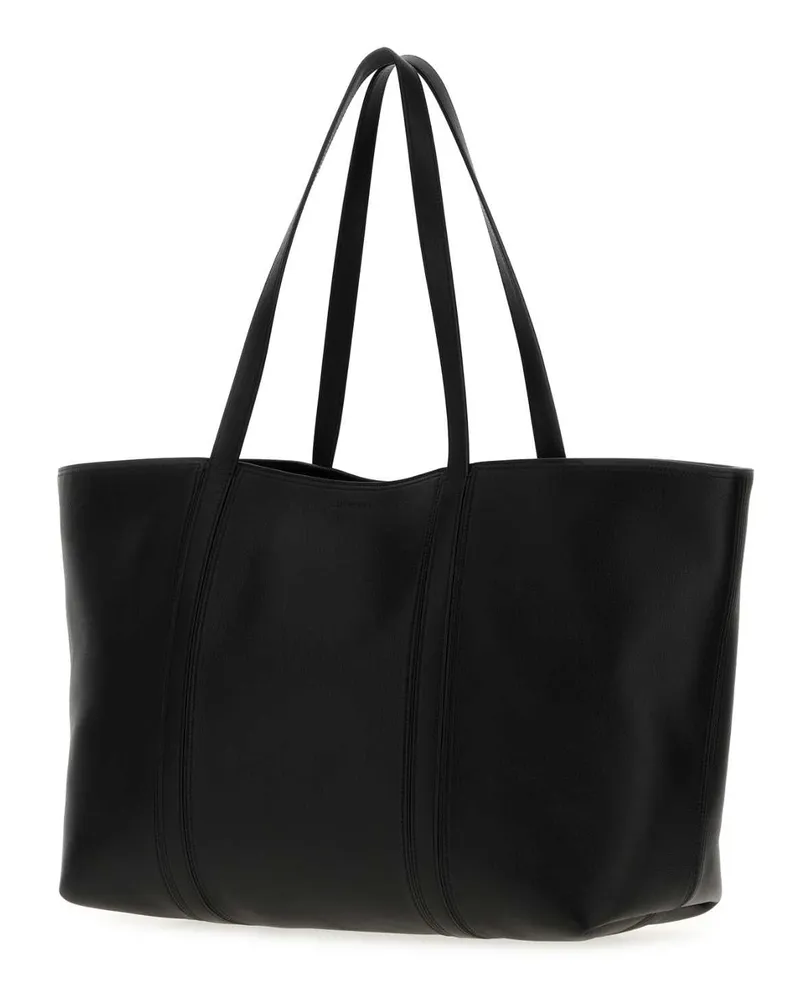 Jil Sander Foro Calfskin Leather Tote Bag — Black Black