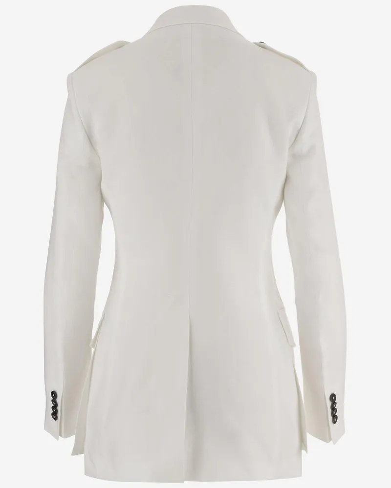 Tagliatore Women's Jacket Single-Breasted Linen White 