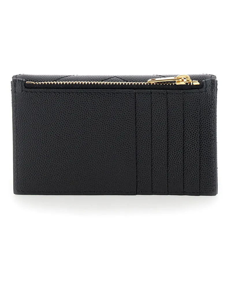 Saint Laurent Women's Card Holder Cassandre Crocodile-Embossed Black Calf Leather Accessory Black
