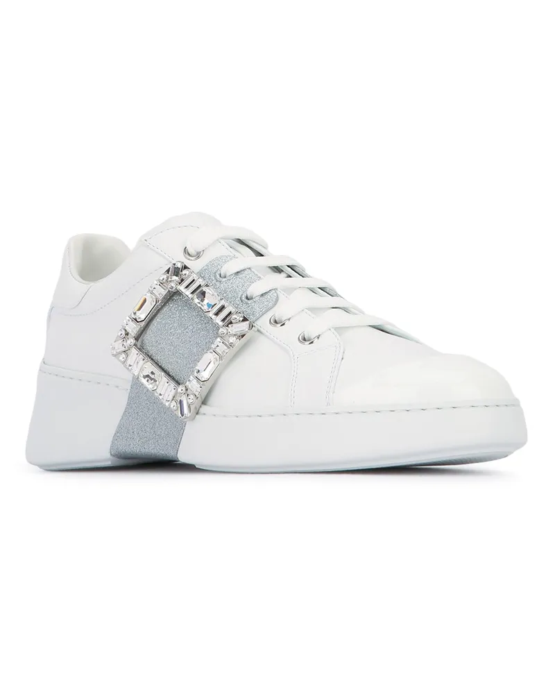 Roger Vivier Women's Viv Skate Glitter Strass Buc Bianco Calfskin Fgl Sneaker White