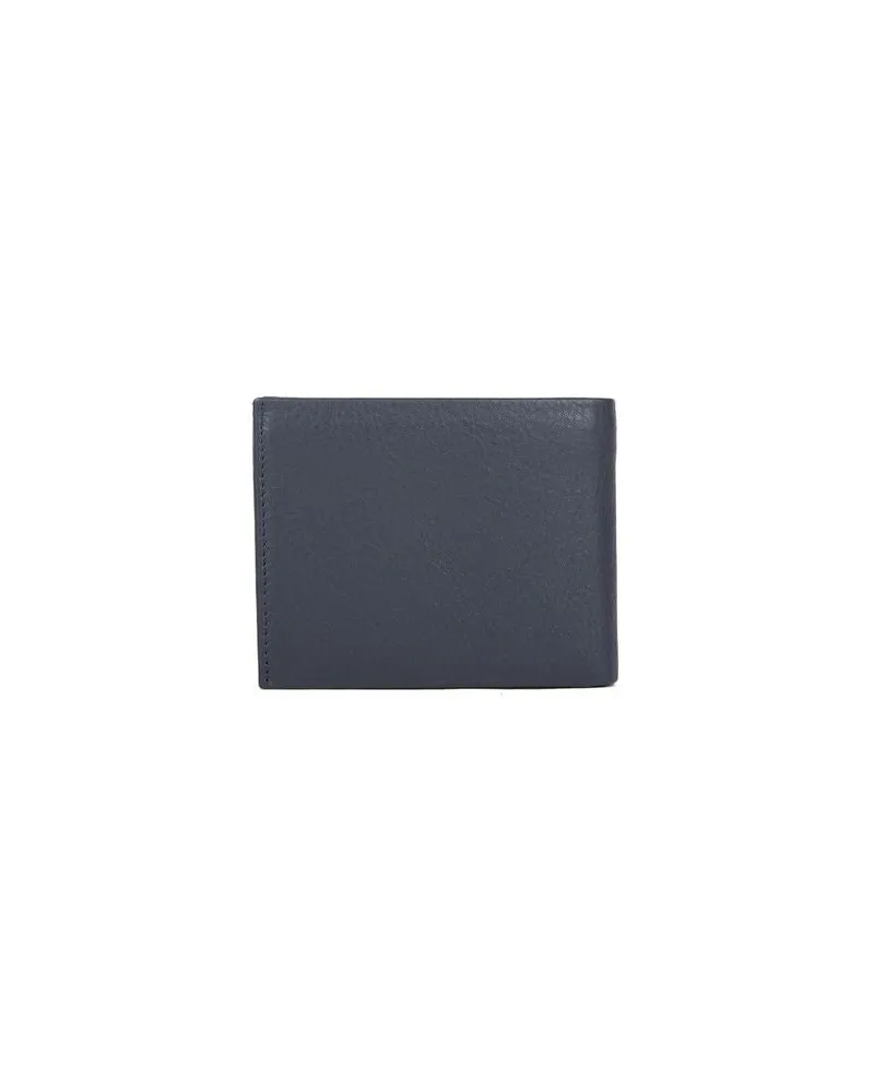 MOMO DESIGN Men's Wallet Blue Genuine Leather Bags Blue