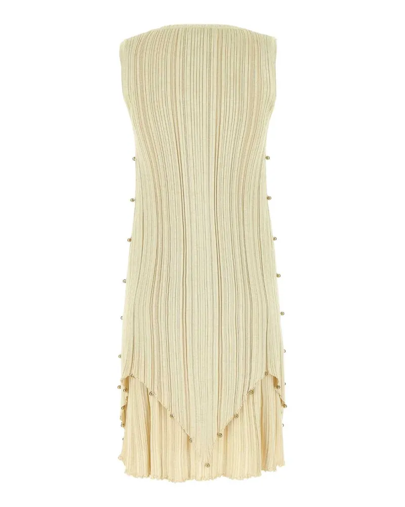 Bottega Veneta Women's Pleated Viscose Blend Dress Gold Polyester Gold