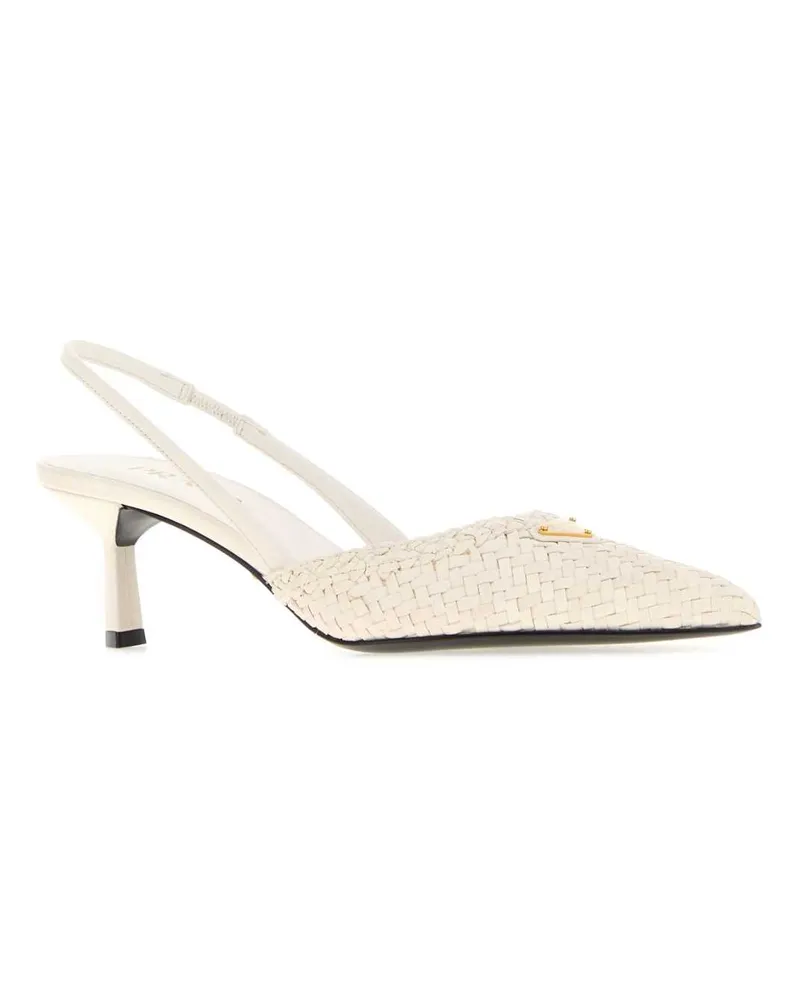 Prada Women's White Leather Pumps Bianco 1 Scarpe Con Tacco High Heel Shoes White