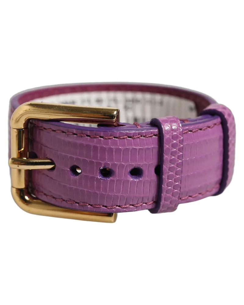 Dolce & Gabbana Women's Purple Textured Leather Gold Buckle Belt Strap Bracelet Calf Purple