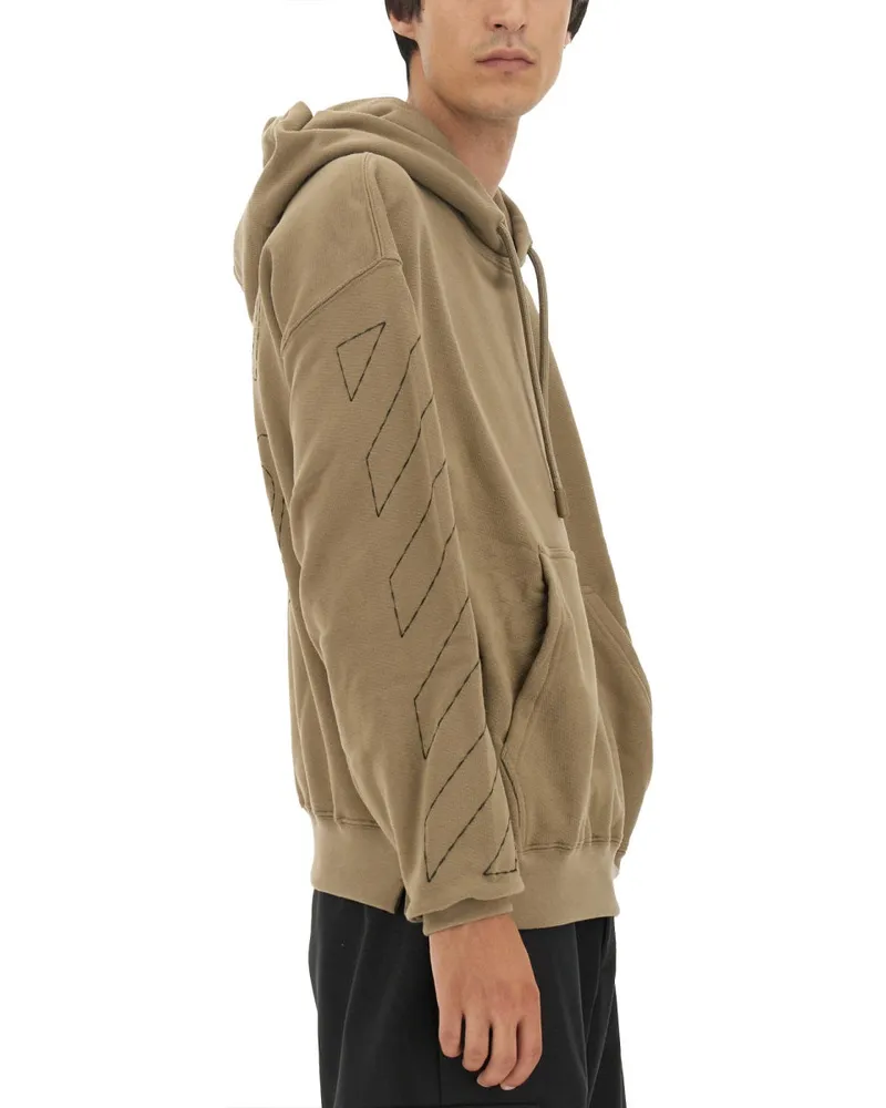 OFF-WHITE Arrow Embroidery Sweatshirt — Beige Beige