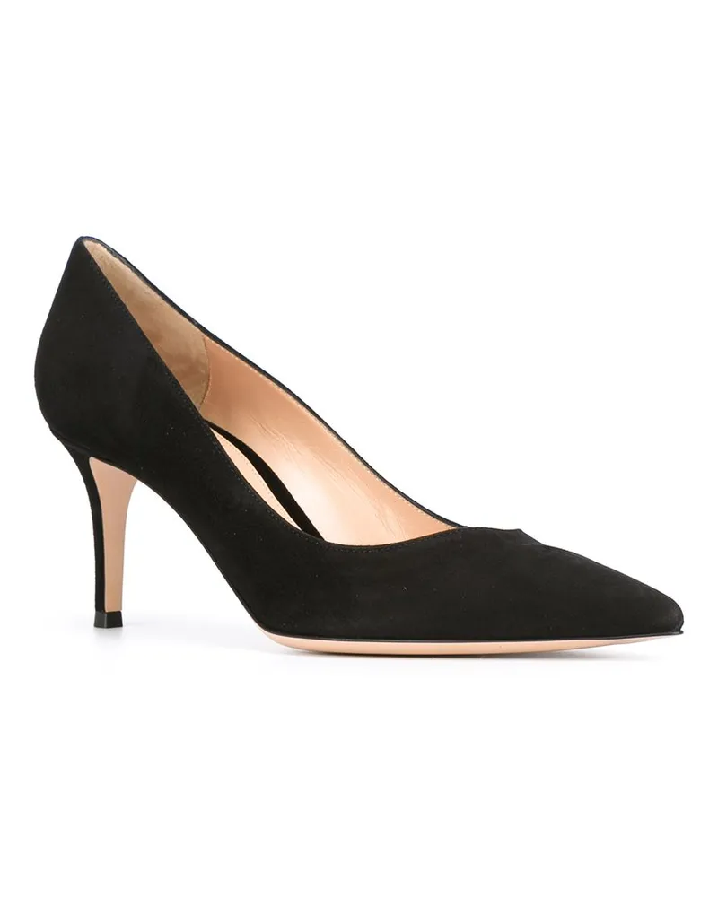 Gianvito Rossi Suede Pointed-Toe Pump — Black Black